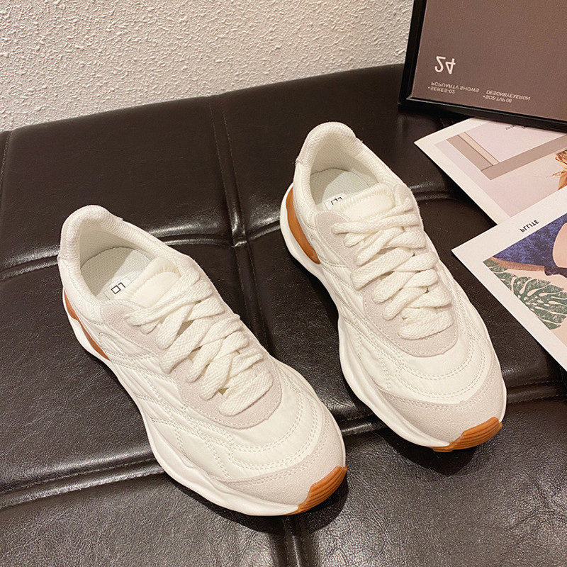 Little ckerwin Wukong tide brand European station fashion frosted leather leisure wild sports white white thick bottom Dad