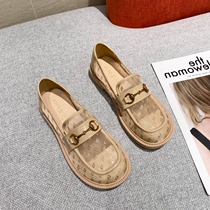 Small ckerwin retro horse buckle soft bottom Le Fu breathable mesh gauze big head leather round head single