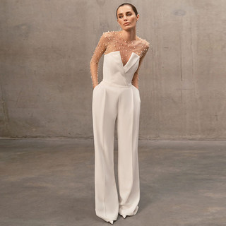 2025 Women's Summer New Fashion High-End Mesh Beaded Jumpsuit High-Waisted Jumpsuit Casual Two-Piece Set