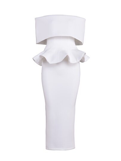 2025 spring and summer new arrivals, ladylike one-shoulder slim-fitting gown, backless two-piece hip-hugging ruffled dress