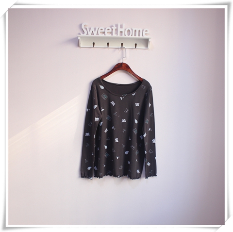 GP hạn chế mèo dễ thương / hoa thanh lịch ngọt ngào Đồ ngủ nữ Nhật Bản cotton dài tay áo đơn áo phong cotton nam