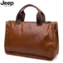 Nostalgic Jeep Mens Bag Head Cowhide Mens Casual Vintage Large Capacity Leather Hand bag Triple Zip Bag