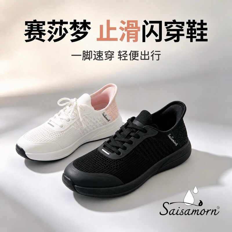 Thailand Sai Sha Meng Breathable Anti-Slip Slip-On Men's and Women's Non-Slip Walking Casual Shoes High-End Brand 2026 New Model
