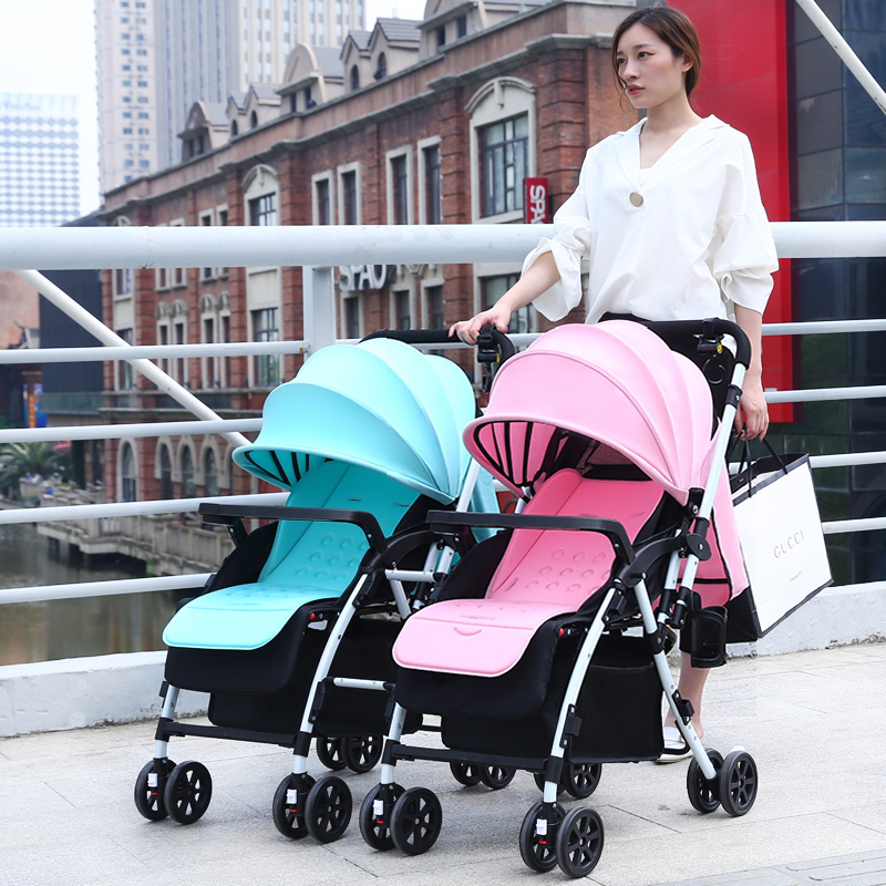 Clear Barn Handling Twins Baby Stroller Can Sit Down Can Split Light Folded Double Trolley Children Ditire-Taobao