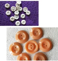 Nostalgic old stock 70-80s plastic buttons white yellow one dollar 2 pcs