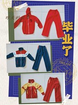 Nostalgia old stock 80 - 90s childrens suit sportswear red blue