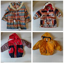 Nostalgia old stock of childrens winter cotton cotton cotton coat cowboy - noodle cotton - suit yellow jacket in the 90s