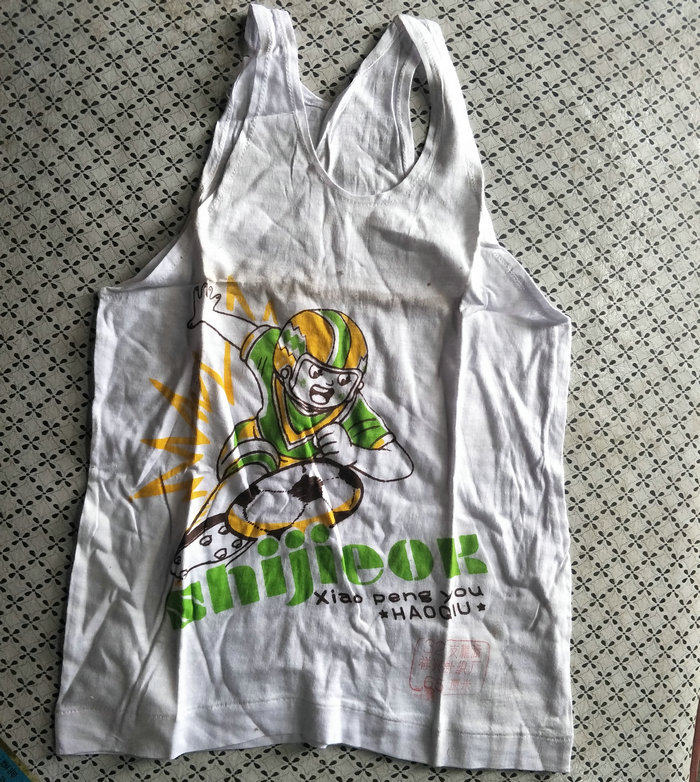 Nostalgia old stock of 88 years children's small vest pure cotton cross - column vest is a bit dirty props collection