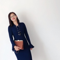 Xiaoxiao~Foreign trade M home rare main push limited design elegant fan rib high elastic dress ~A1797