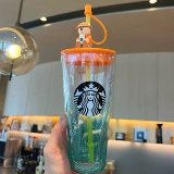 Starbucks, цветочный кофейный двухэтажный стеклянный стакан, с медвежатами