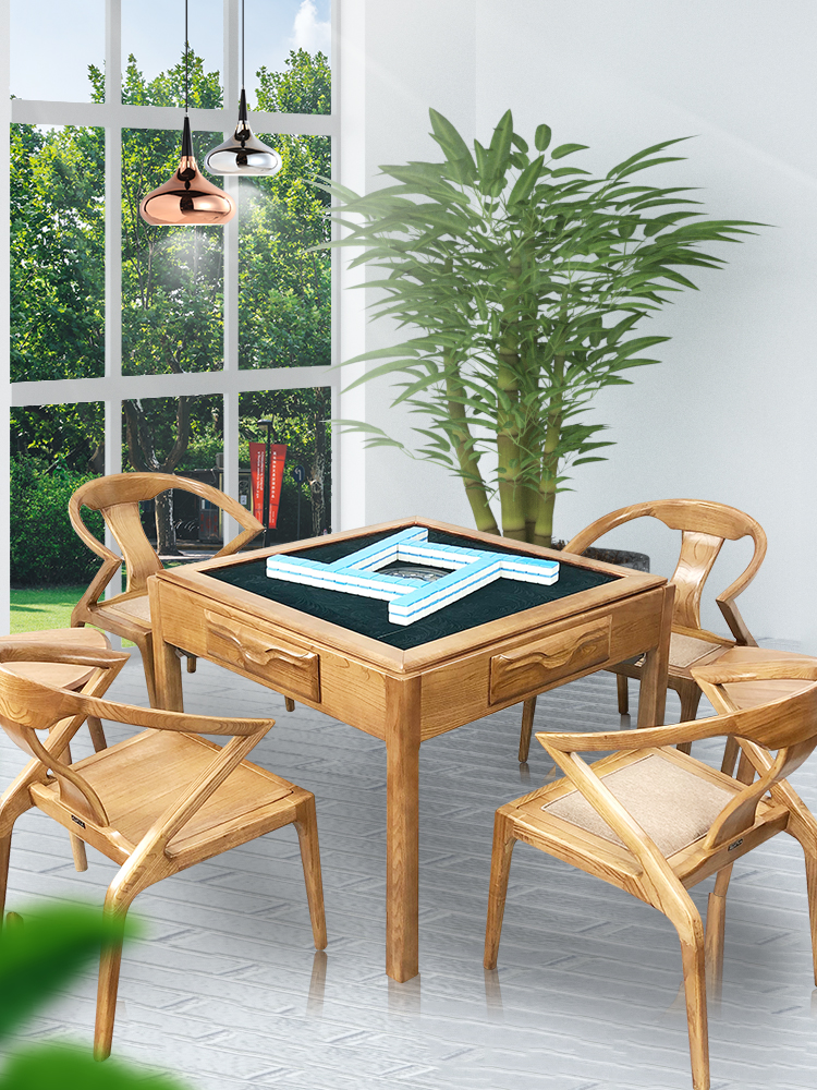 New solid wood mahjong machine table dual-use electric mahjong table automatic household roller coaster silent machine hemp