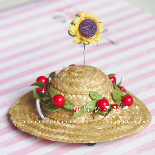Cute sunflower pet hat straw hat cat headdress styling hat teddy dog Koji Chai dog