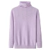 Mùa thu và mùa đông phụ nữ mới đống cổ áo lilac cashmere áo len rỗng dệt kim đáy áo sơ mi dài tay áo thun nữ - Áo / áo thun Áo / áo thun