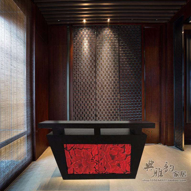 Customizable Chinese retro cashier's cashier counter reception desk Welcome Desk Hotel Shops Clubhouse Consult Front Desk Flowers Open Rich