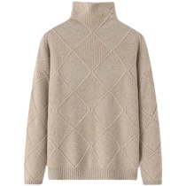 Odos City Pile Collar Panes Thickened Lady Cashmere Sweater 100% Mt. Cashmere Warm Long Sleeve Hooded Sweater