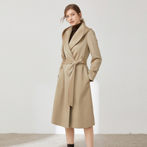 Odos City Fu Xianglin Lian Hat Lady Cashmere Coat 100% Cashmere Warm And Long Cashmere Jacket Lacing