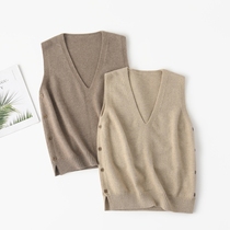 Fu Xianglin V collar thickened pure cashmere sleeve head female vest without dyeing 100% Mountain cashmere produced from Ordos city