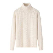 Inner Mongolia High collar thickened sleeve head female cashmere cardiovert mountain cashmere gallows easy to turn over warm sweater jacket