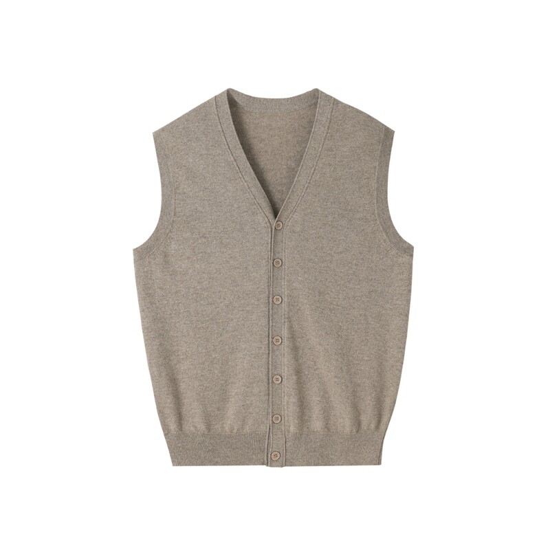 Fu Xianglin's production from Ordos city V neckline buckle men's open back 100% mountain cashmere V collar men's cardio-hoodie vest