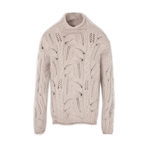 Odos City Half High Collar Fashion Cashmere Sweatshirt Woman 100 Pure Mountain Cashmere Warm Hollowed-out Long Sleeve Pure Color Sweater