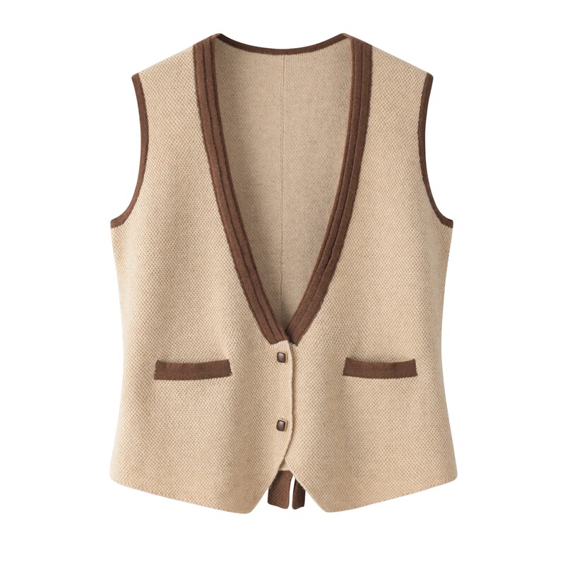 Ordos V-collar thickened lady cashmere sweater vest pure cashmere clothing to keep warm cashmere sweater