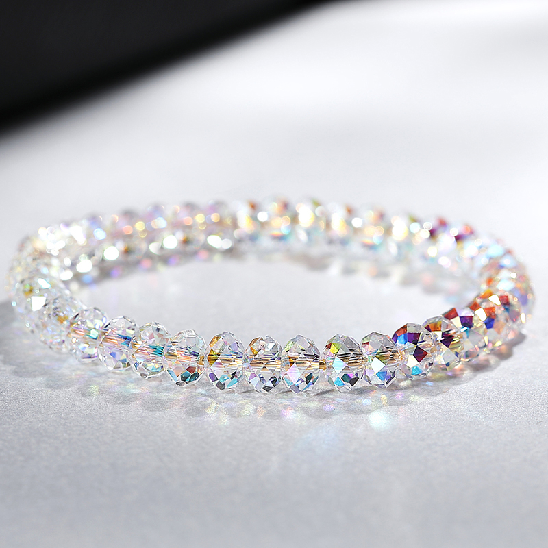 Austria white crystal bracelet women's summer high-grade sense flash 2021 new simple niche design bracelet beads hand string