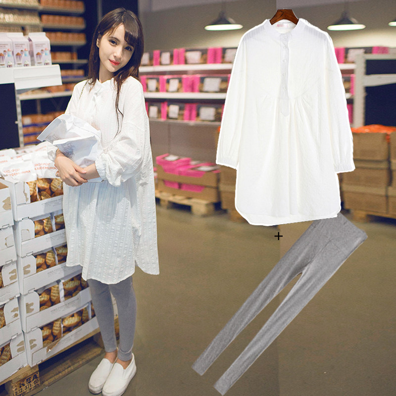 2022 Gestational Woman Dress Spring Autumn Season Fashion Casual Pregnant Woman Suit Long Sleeve Mid-Autumn Dress Pregnant Woman Shirt Two Sets