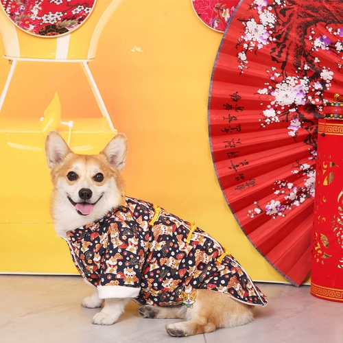 婉蔓 Корги новогодний хлопчатовод Corgi Corgi Cotton Cotton Kettement, привлечь богатство и благословения, чтобы отпраздновать новогоднюю собаку новогоднюю одежду осенью и зимний стиль, чтобы согреться