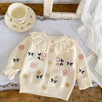 Кардиган с абрикосовыми лацканами из хлопковой нити