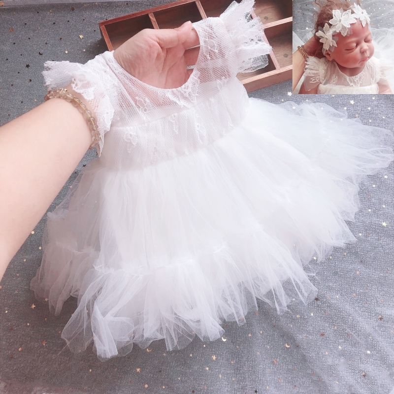 Baby Princess Dresses Summer Daughter's Baby Skirt Full Moon 100 Days Dress White 1 Pepper 2-year-old Pomong Ocean dress