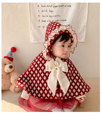 Плащ детский 秋冬婴儿斗篷宝宝保暖披风百天周岁礼服披肩公主加绒外出防风外套