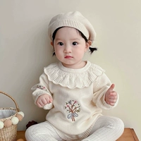 Абрикосовое трикотажное боди, берет, 100% хлопок