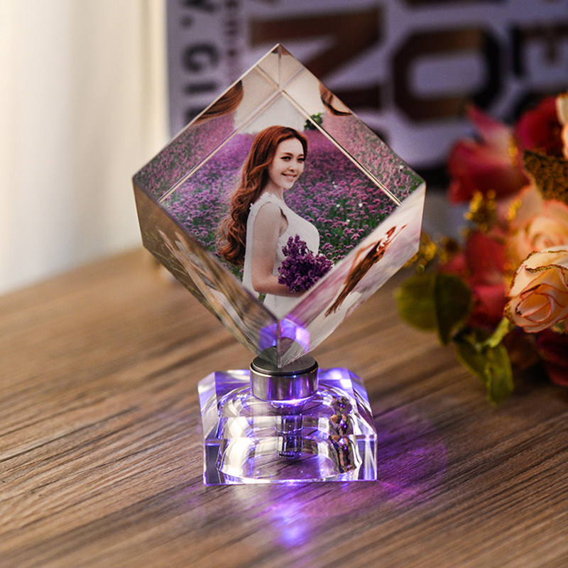 Crystal Magic Square Photo Frame Photo Making Personality Photo Customize Photo Frame Creativity Birthday Gift Crystal BENTO