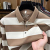 Hengyuanxiang men's long-sleeved cotton T-shirt autumn new casual loose striped POLO shirt for middle-aged and elderly dads
