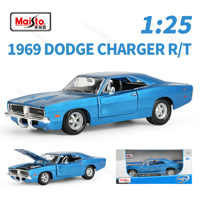 Meichitu 1:25 1969 Dodge Charger Rt American Muscle Car Static Simulation Alloy Car Model
