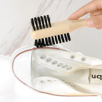 Double-sided long handle imitation wood shoe washing brush hard bristle laundry brush household plastic brush shoe cleaning brush shoe shine brush