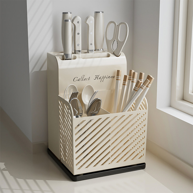 Chopstick tube and knife holder integrated kitchen multi-functional drain rack