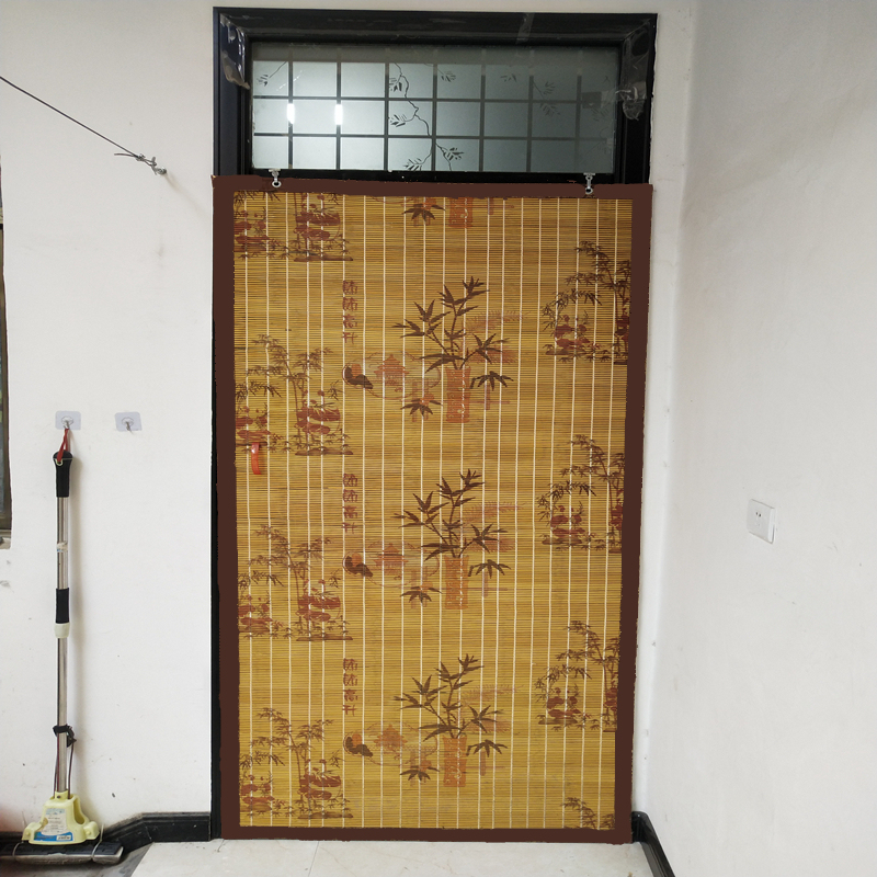 (Panda Hot Stamping) Mosquito-Proof and Sun-Shading Bamboo Curtain for Home Use, Breathable and Ventilated Bamboo Door Curtain, First Layer Is Strong and Durable
