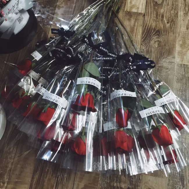50 transparent single bag rose triangle bag multiple flower packaging bag packaging flower bag packaging flower bag