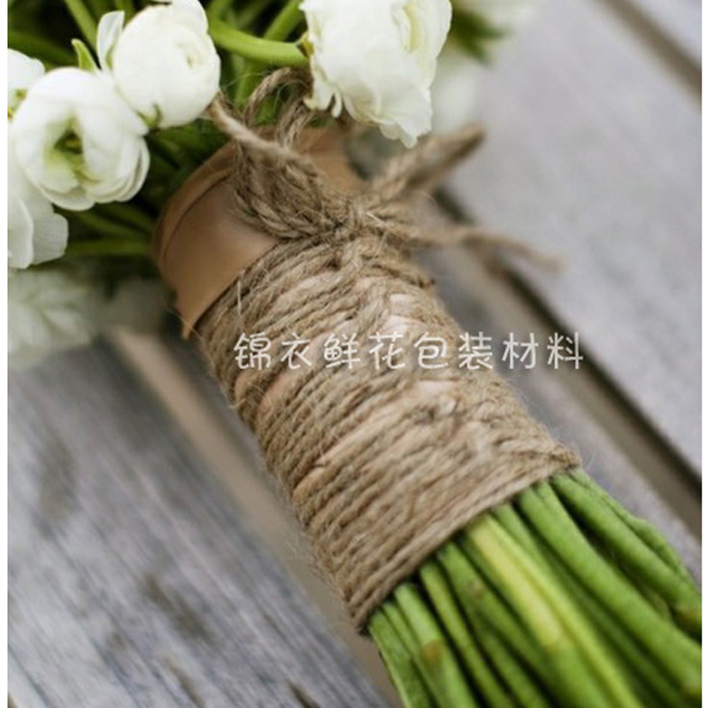 50 m Primary Color Hemp Rope DIY Handmade Decorative Pendant Clips Photo Three Strands Jute Rope Flowers Packaging Material