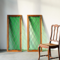 coznap (Middle) Belgian oak-framed green stained glass