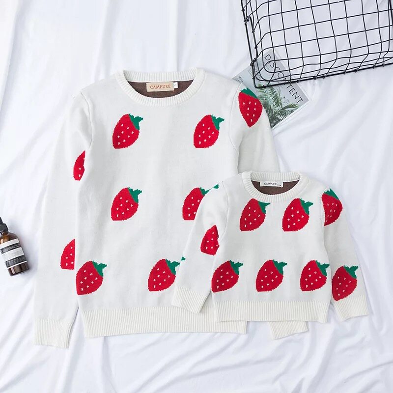 Spring and autumn white fruit strawberry princess pure cotton beating bottom cute male and female children sweater cardio-hoodie female dress