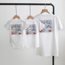 Short-sleeved short-sleeved boys and girls parent-child bread cartoon family portrait family birthday class group climbing clothes couple T-shirt
