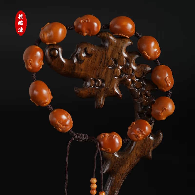 Zhoushan is very happy for men's Wen playing iron nuclear olives nuclear sculptures hand strings of pure handmade virtuoso craftsmen