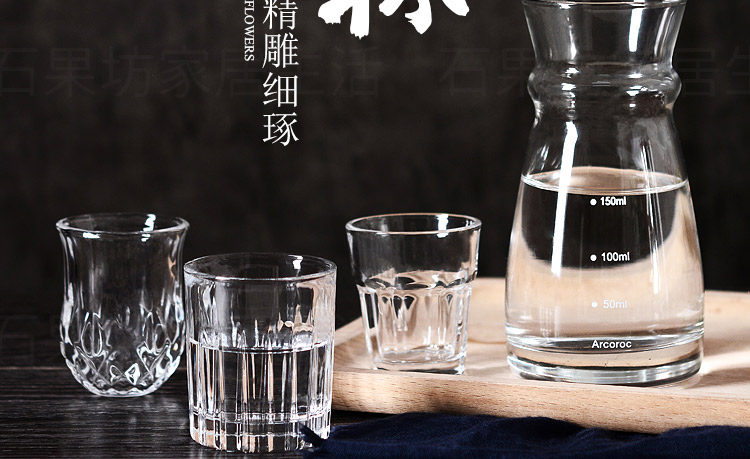 Ликер Cup 家用加厚刻花无铅水晶玻璃一两小白酒杯套装烈酒一口杯分酒器50ml 1034804564