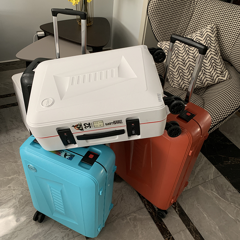 Export pp box universal wheel luggage white suitcase lock trolley case scratch-resistant and fall-resistant boarding case for men and women