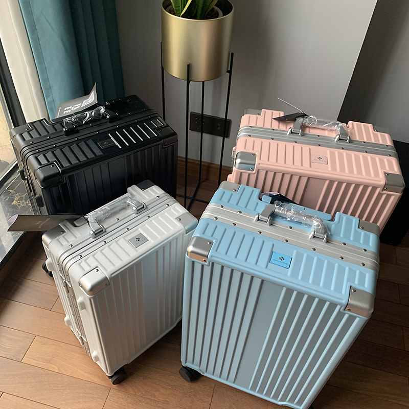 Micro leisure good goods when red aluminum frame luggage universal wheel suitcase anti-scratch trolley case 20 inch 22 leather case 24 tide