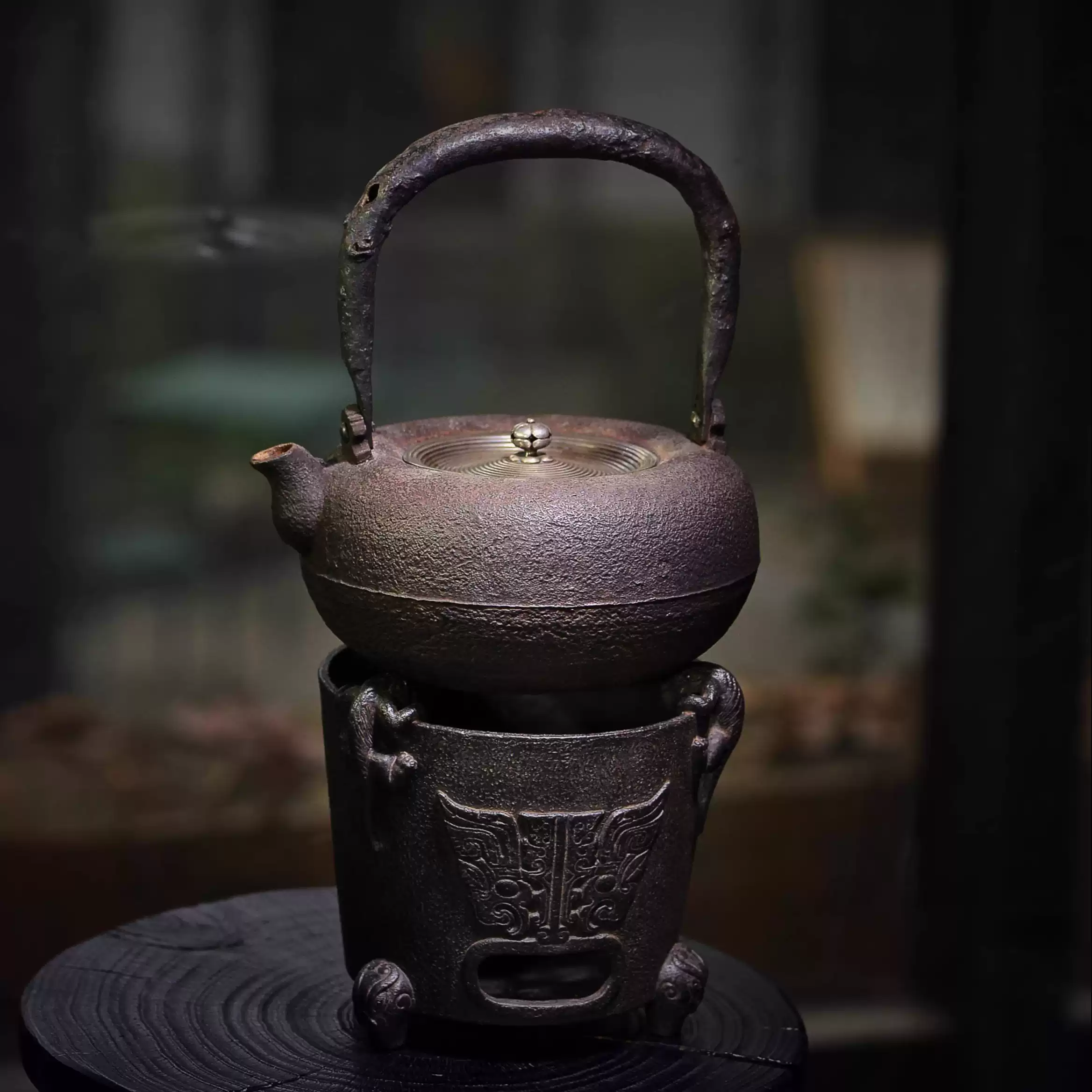 宫崎寒雉】江户时期早期寒稚造平丸银盖型日本老铁壶1.2L-淘宝Taobao