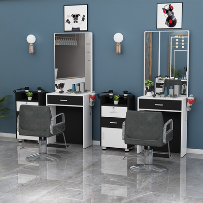 New products Hair salon mirror Hair salon mirror table Single-sided hair salon mirror with cabinet Beauty salon mirror table