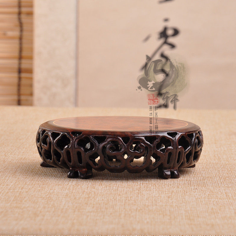 Red Wood Red Acid Branches Black Sandalwood Inlaid Flowers Pear Tumor Scar Jade Teapot Base Bonsai Wood Carved Pendulum base incense stove base